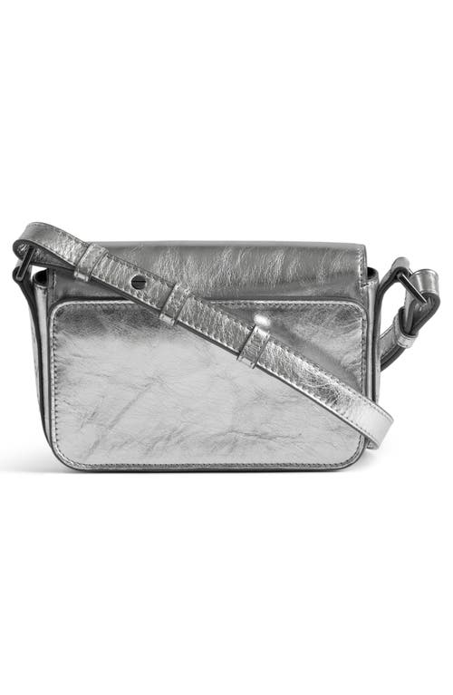 Zadig & Voltaire Le Zazi Metallic Leather Crossbody Bag In Silver