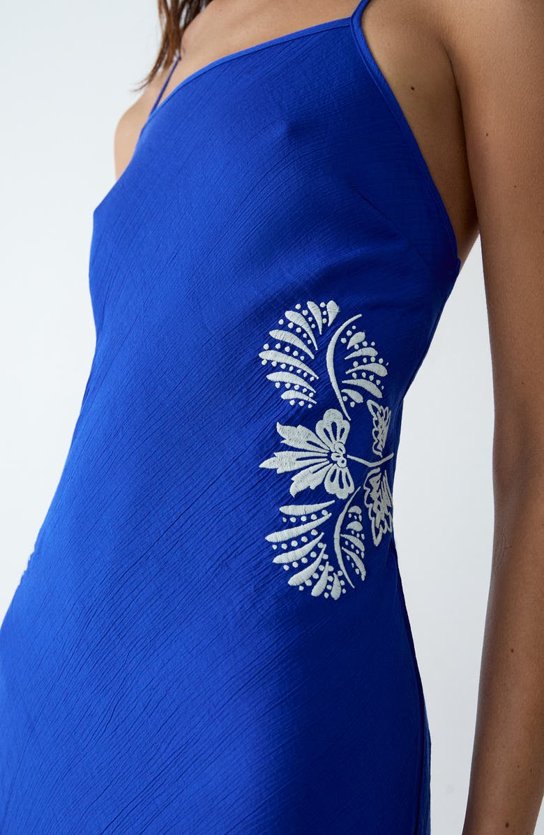 Etam Beste Crinkled Embroidered Nightgown, Alternate, color, Royal Blue