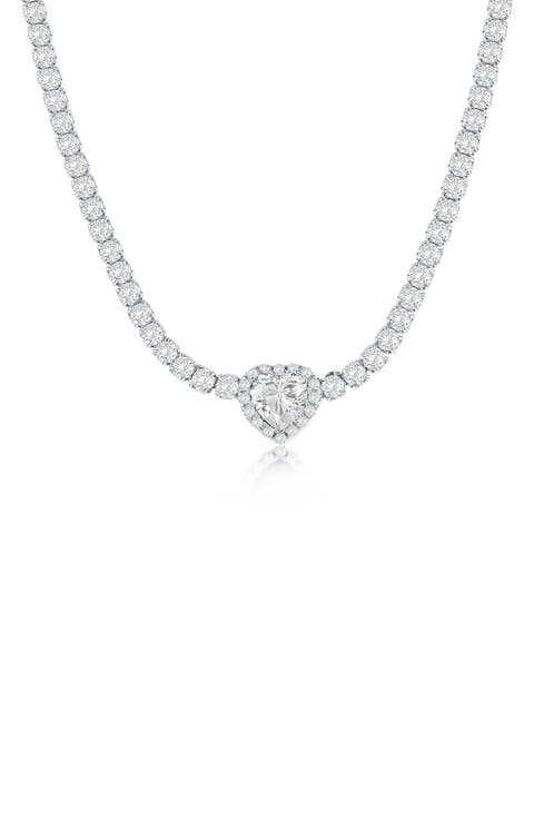 Heart Cubic Zirconia Tennis Necklace