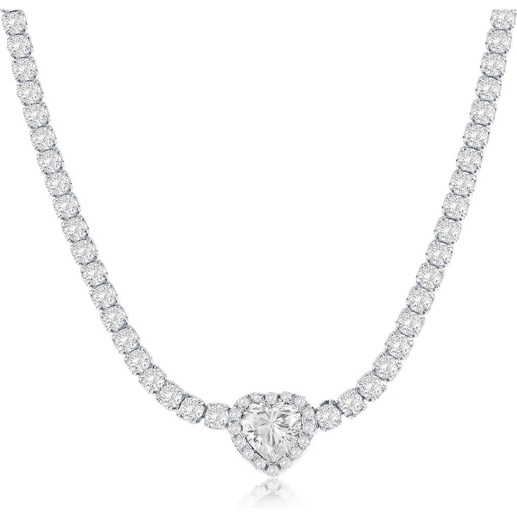 Simona Heart Cubic Zirconia Tennis Necklace