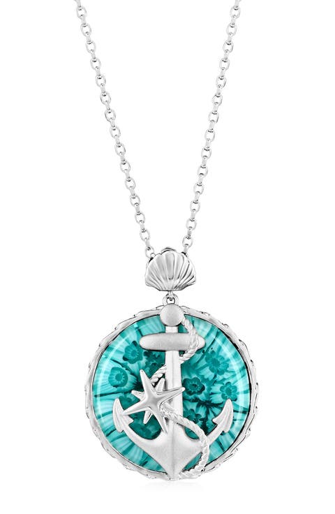 Sterling Silver Venetian Murano Glass Pendant Necklace