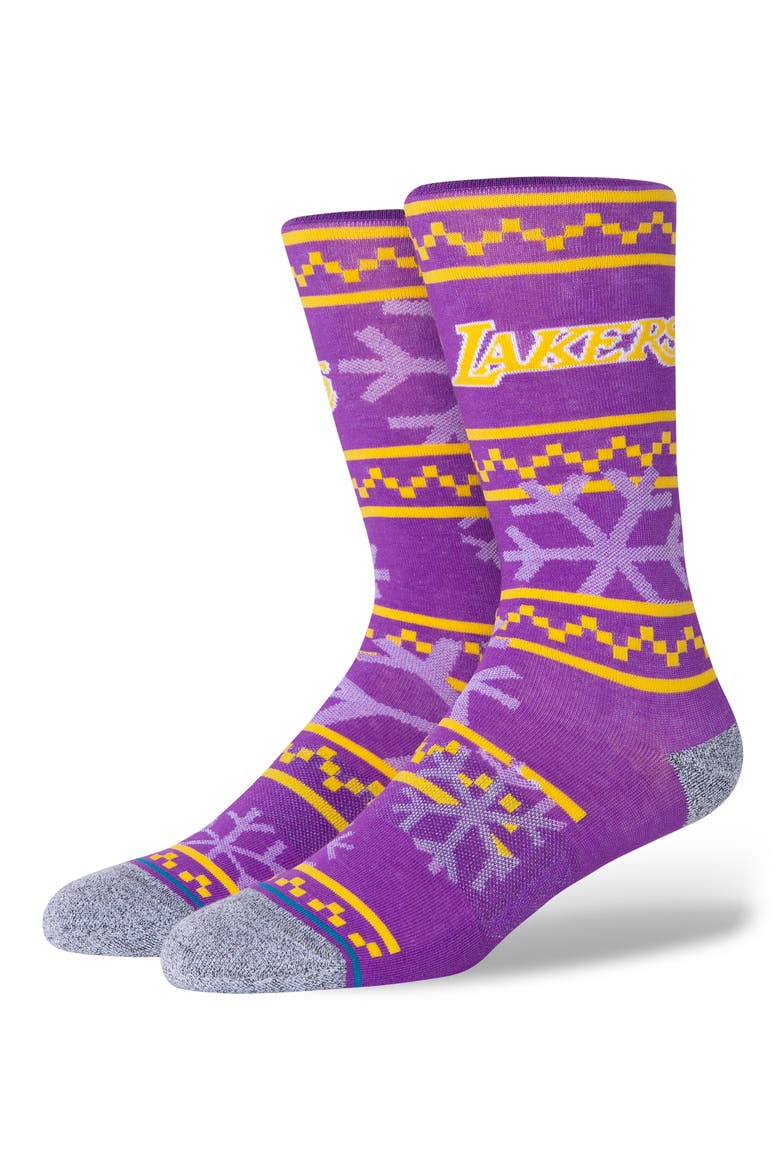 Los Angeles Lakers Crew Socks, Alternate, color, PURPLE