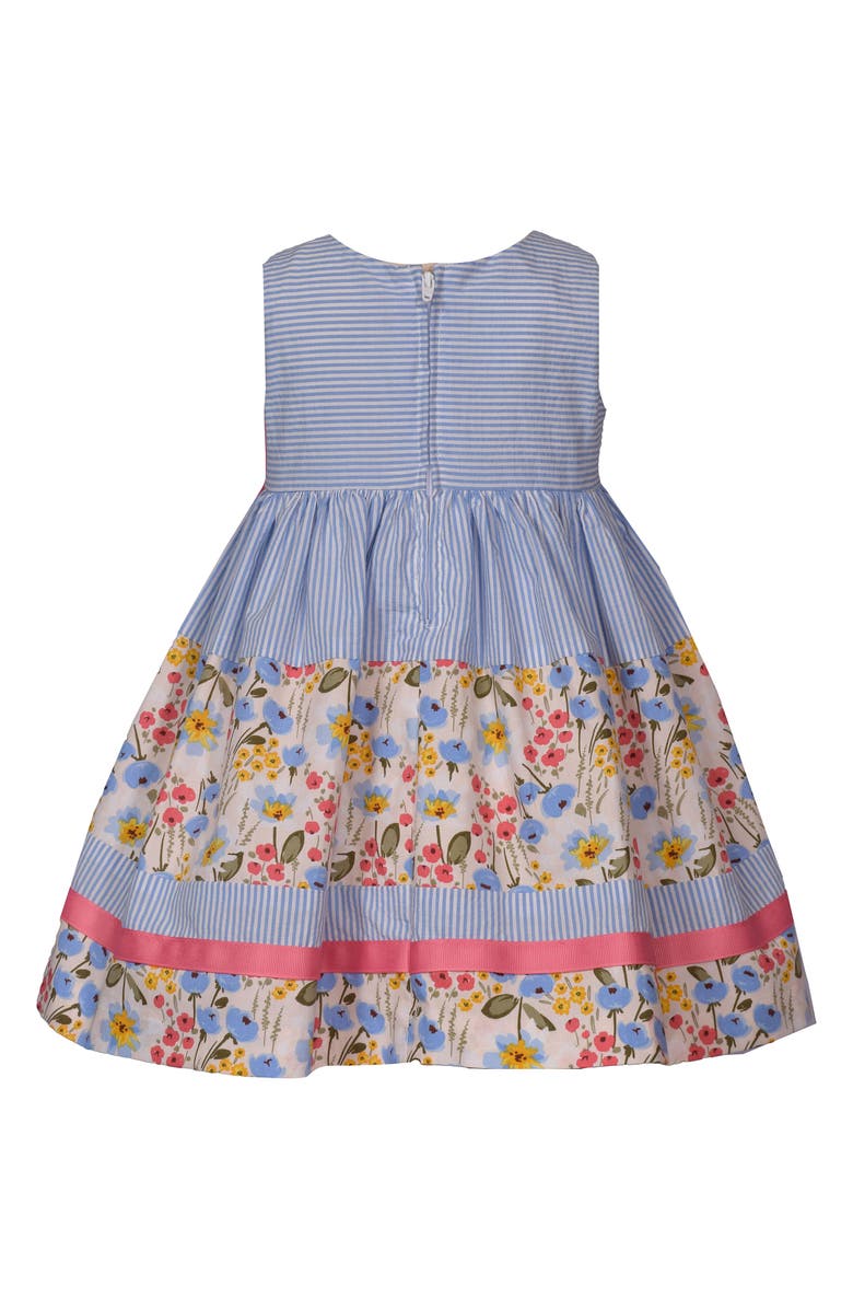 Iris & Ivy Mixed Print Cotton Party Dress with Bloomers, Alternate, color, Blue