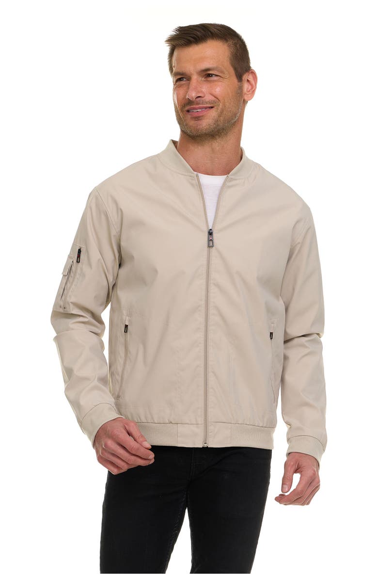 CANADA WEATHER GEAR Men's Water Resistant Microfiber Bomber Jacket, Alternate, color, Cloud Beige