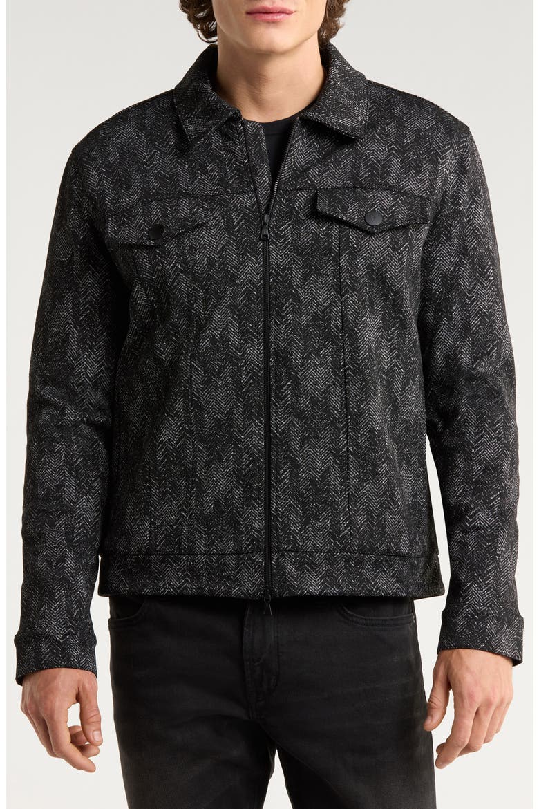 Hallet Jacquard Trucker Jacket, Alternate, color, BLACK