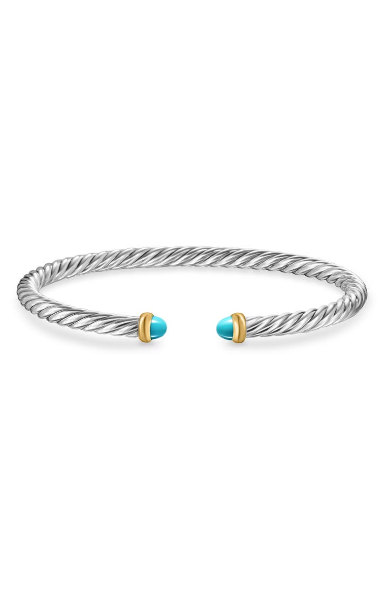 David Yurman Cable Flex Bracelet in Sterling Silver with 14K Yellow Gold, 4mm, Alternate, color, Silver/ Gold/ Turquoise