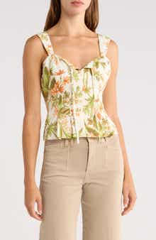 PAIGE Coralee Floral Silk & Linen Tank