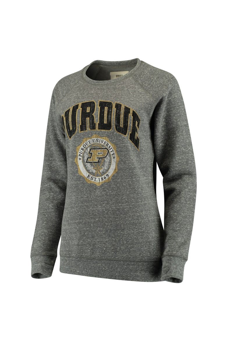 Women's Pressbox Heathered Gray Purdue Boilermakers Edith Vintage Knobi Pullover Sweatshirt, Alternate, color, Heather Gray