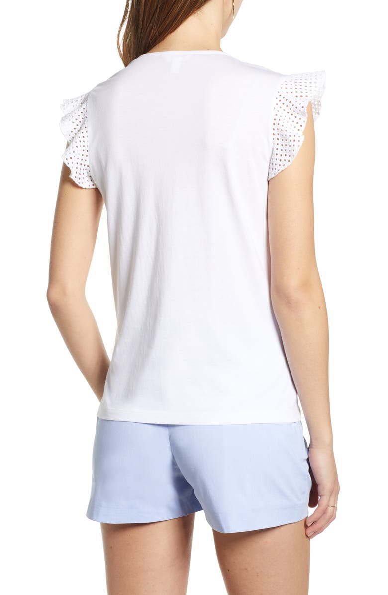 1901 Ruffle Sleeve Cotton Blend Top, Alternate, color, 