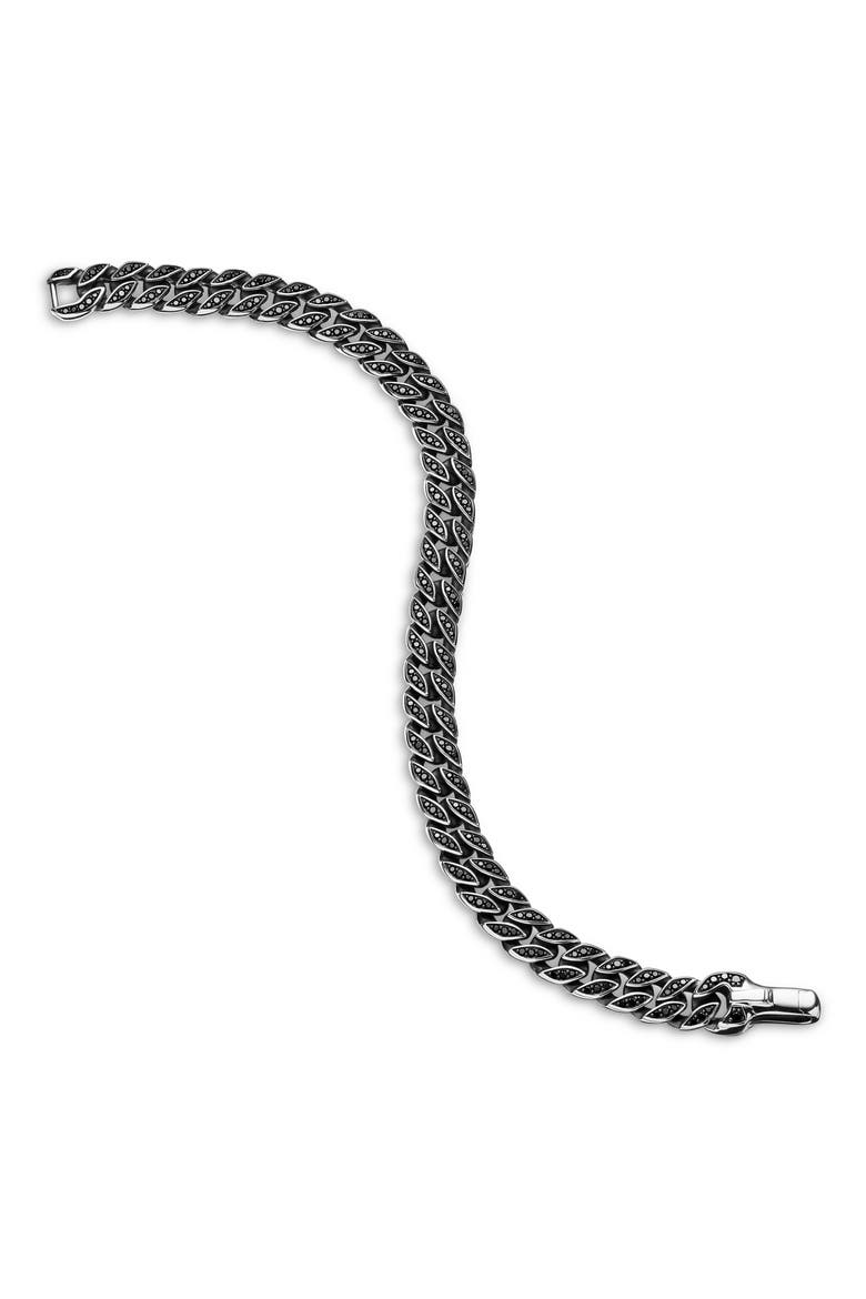 Curb Chain Bracelet in Sterling Silver with Diamonds, 8mm, Alternate, color, BLACK DIAMOND