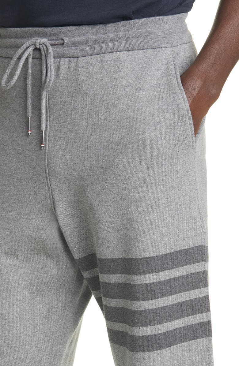 Thom Browne Tonal 4-Bar Cotton Joggers, Alternate, color, Med Grey