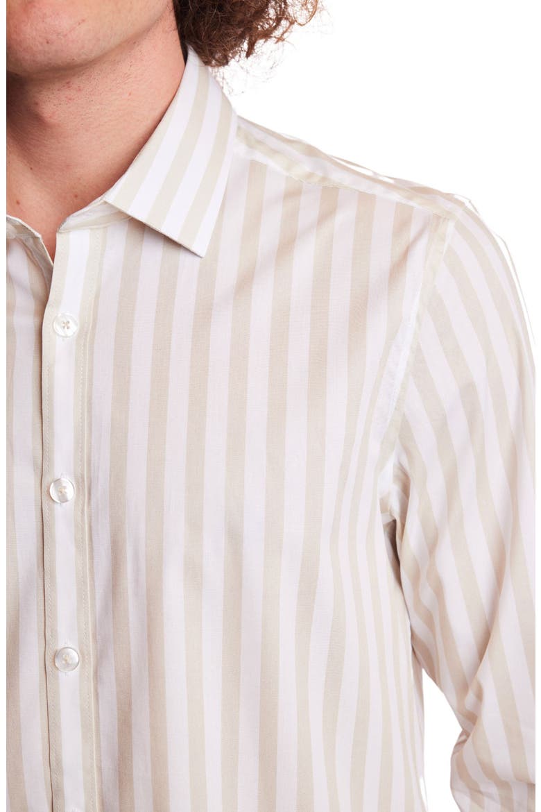 Samuel Stretch Cotton Button-Up Shirt, Alternate, color, TAN & WHITE WIDE STRIPE