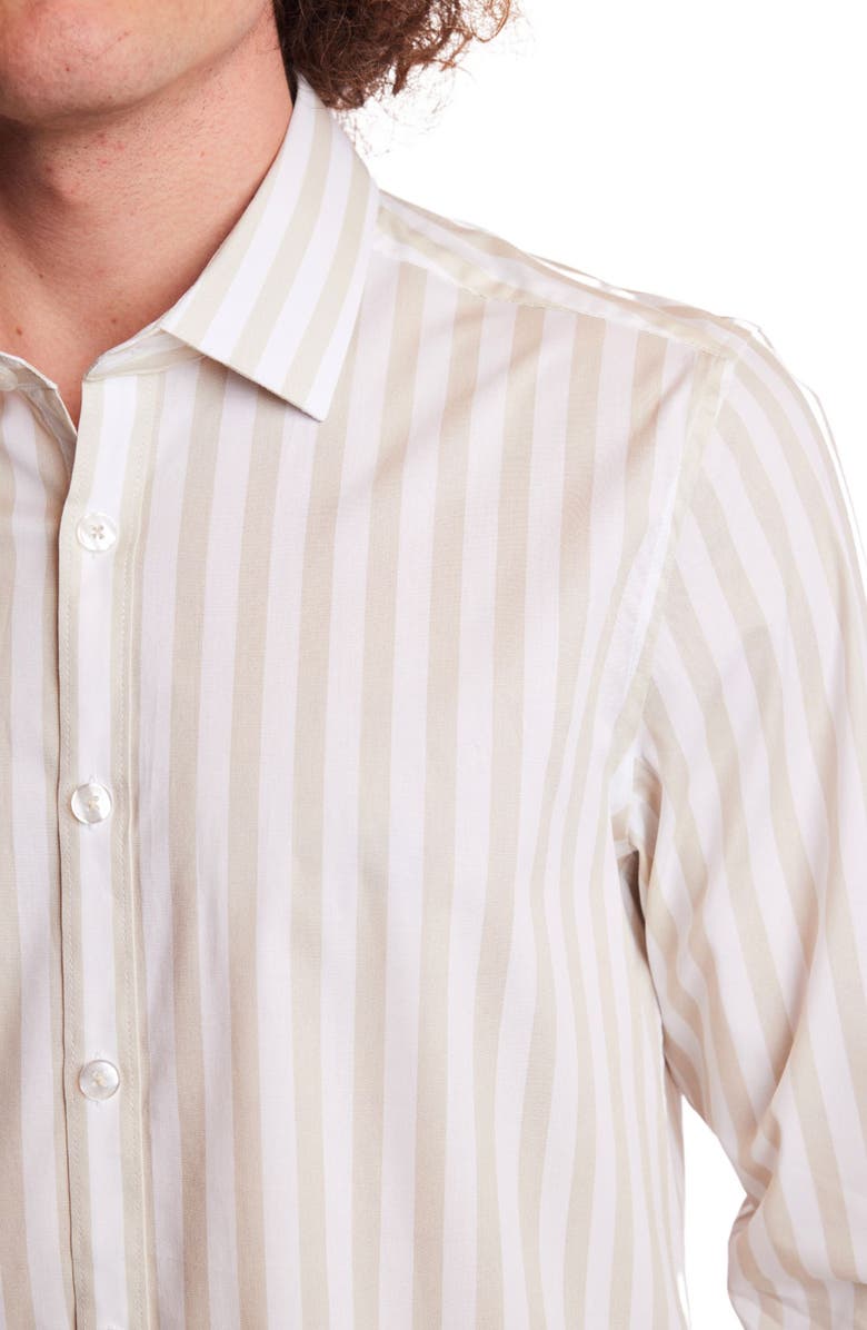 PAISLEY & GRAY Samuel Stretch Cotton Button-Up Shirt, Alternate, color, Tan & White Wide Stripe