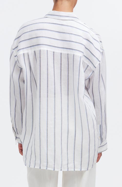 Madewell The Oversized Stripe Button-up Shirt In Celeste