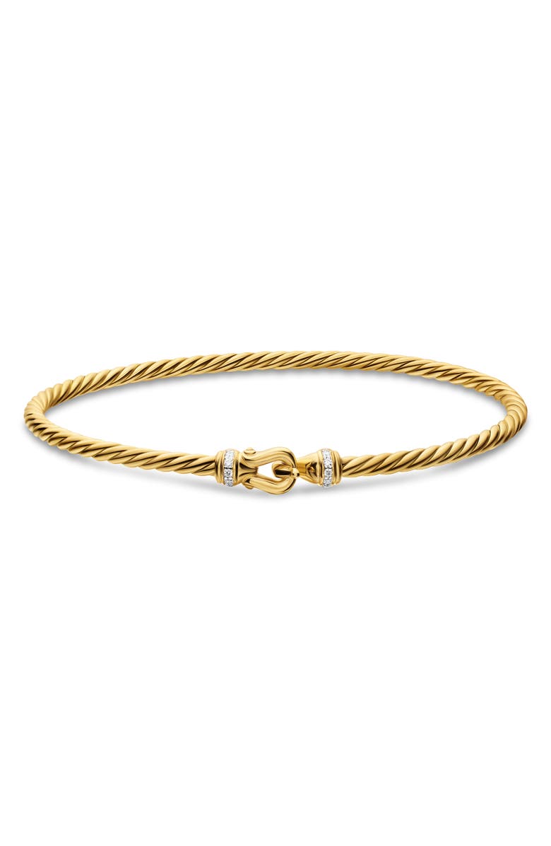 David Yurman Micro Cablespira<sup>®</sup> Flex Buckle Bracelet in 18K Yellow Gold with Diamonds, 2.6mm, Alternate, color, Gold