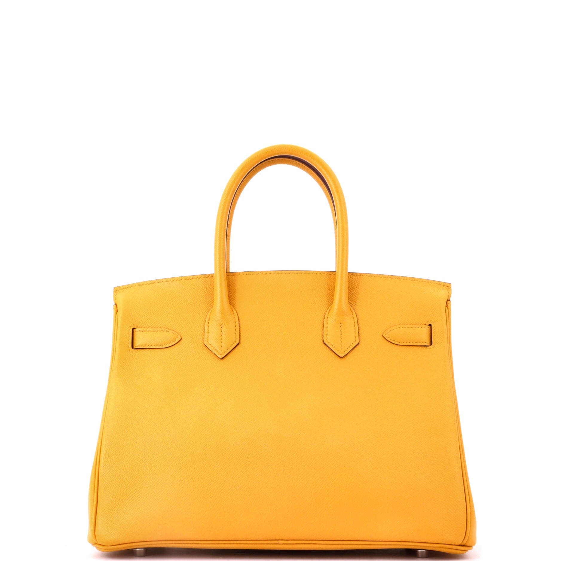 Pre-Owned Hermes Birkin Handbag Yellow Epsom with Palladium Hardware 30, Alternate, color, Jaune Ambre