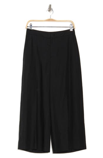 Vince Crop Wide Leg Cotton Poplin Pants In Black
