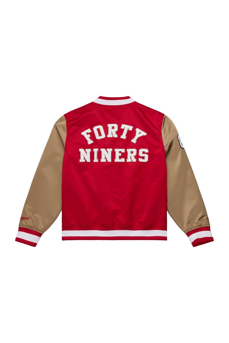 Women's Mitchell & Ness Scarlet/Gold San Francisco 49ers 80th Anniversary Satin Full-Snap Jacket, Alternate, color, Scarlet