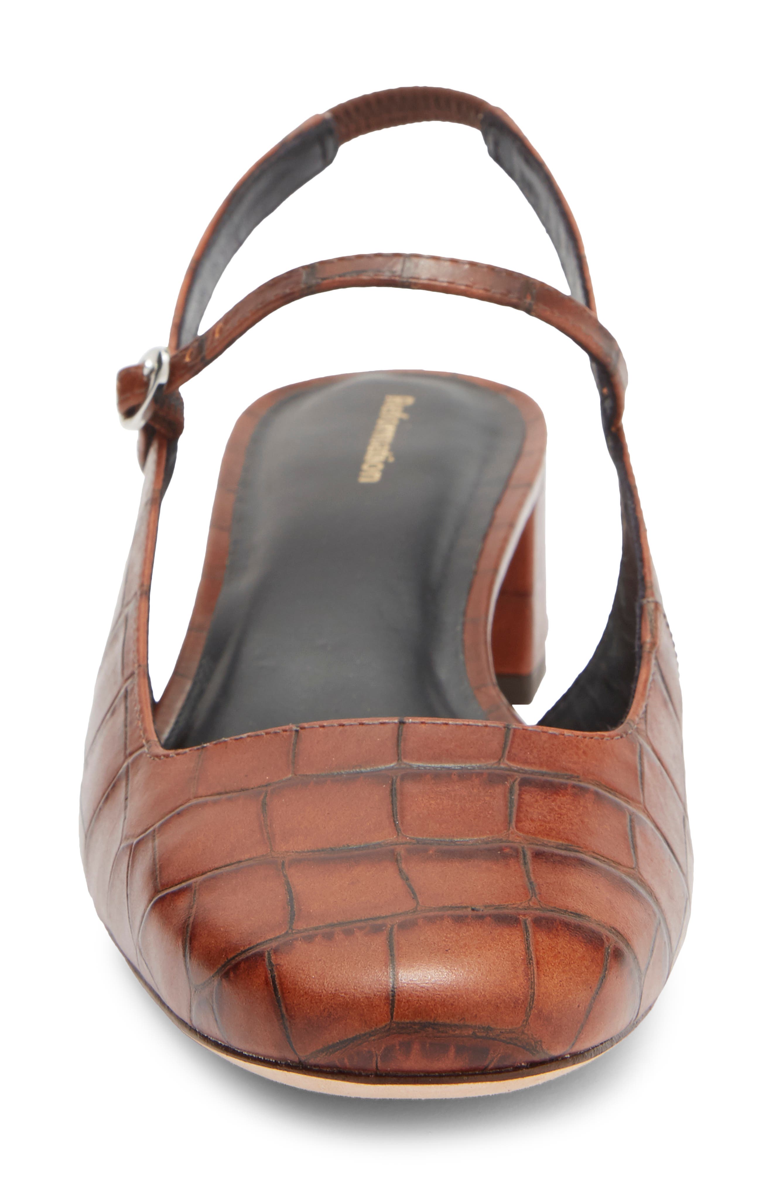Maddox Croc Embossed Leather Slingback Pump, Alternate, color, BROWN CROC-EFFECT
