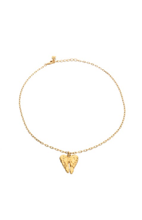 Short 18K Gold-Plated Necklace with Wing Detail