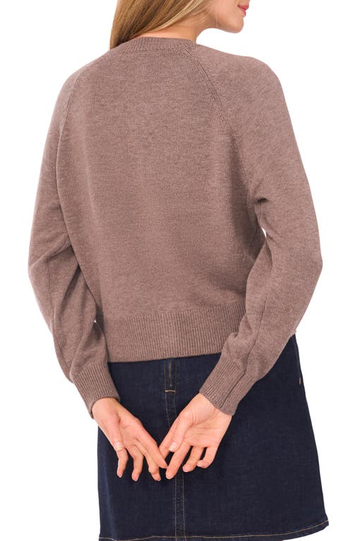 Vince Camuto Raglan Sleeve Crewneck Cardigan In Brown