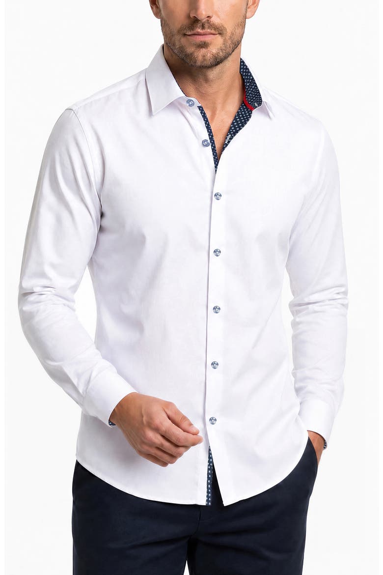 Stretch Cotton Shirt, Main, color, WHITE