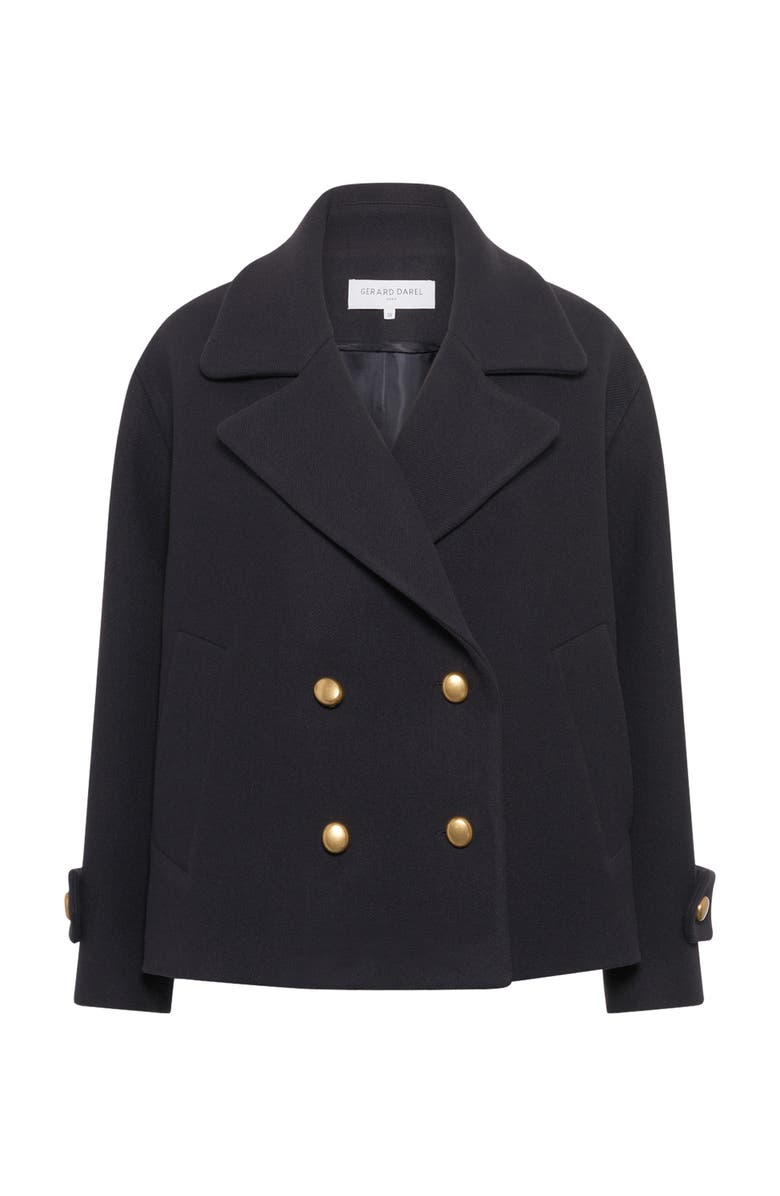 GERARD DAREL Mouna Double Breasted Cropped Peacoat, Alternate, color, Navy Blue