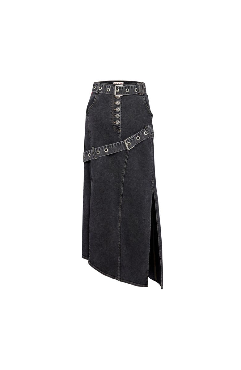 PCFG Your *Itch Colorblocked Denim Skirt, Alternate, color, Black