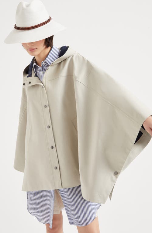 Brunello Cucinelli Women Water-resistant Bonded Cotton Poplin Hooded Outerwear Jacket In Cool Beige