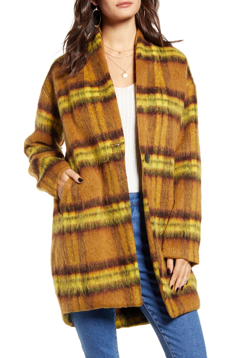 Marigold Plaid Jacket, Main, color, MARIGOLD