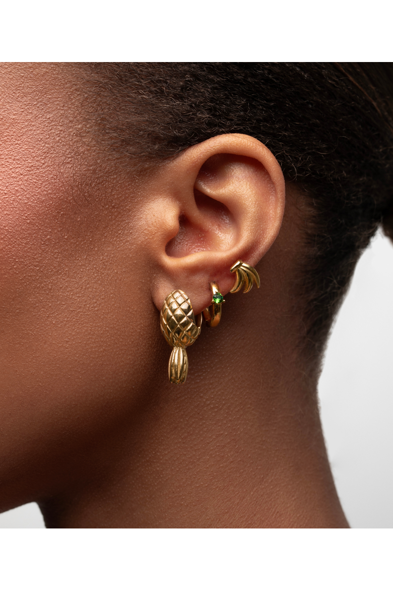 Pineapple Earrings, Alternate, color, Gold