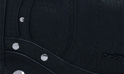 Desigual Embroidered Faux Leather Tote In Black