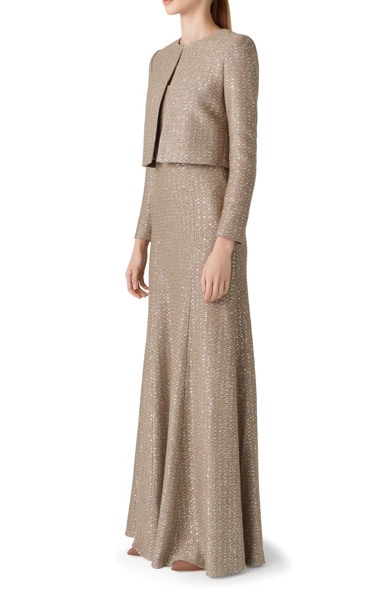 St. John Evening Sequin Textured Knit Boxy Jacket, Alternate, color, 