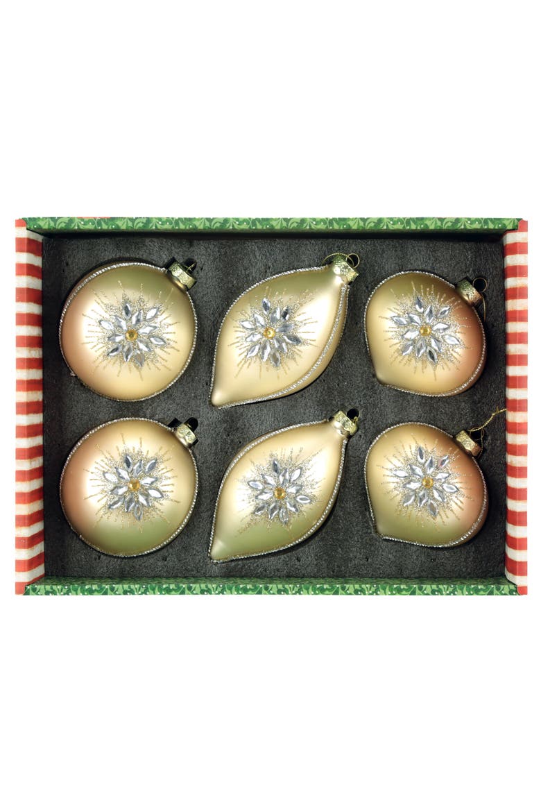 Starburst Bloom Ornament, Box of 6, Alternate, color, Champagne Beige