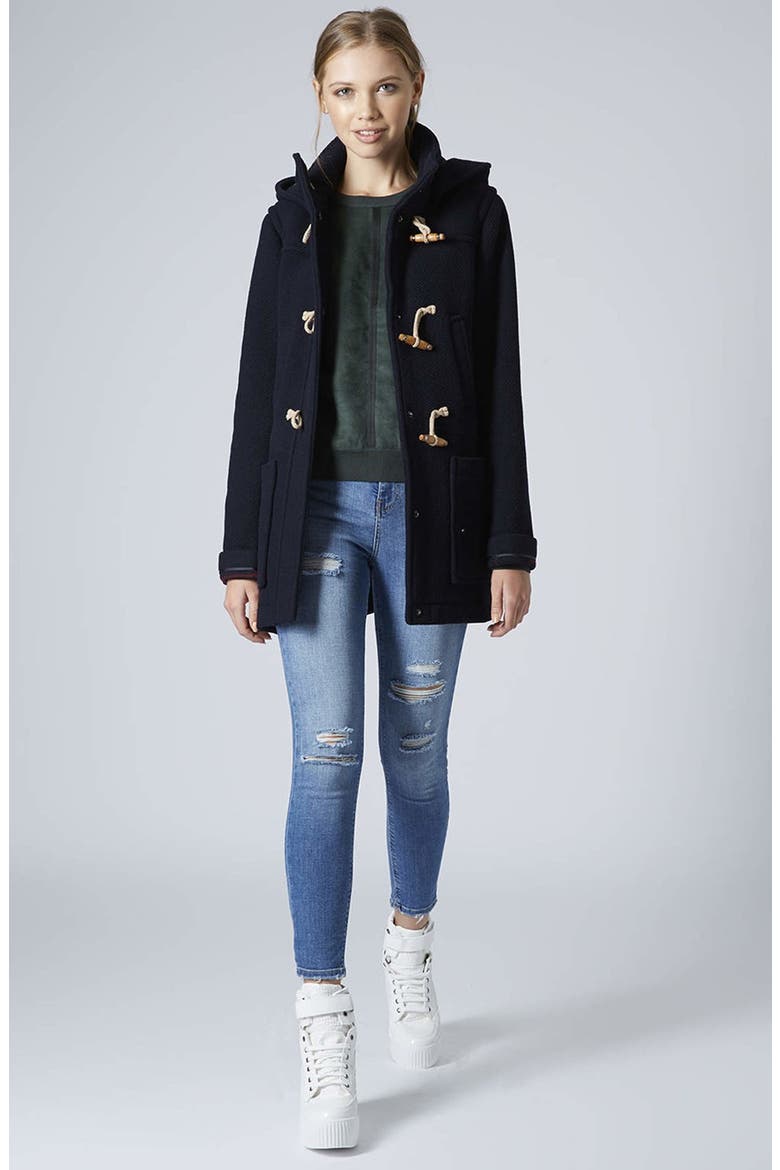 Hooded Duffle Coat, Alternate, color, NAVY BLUE