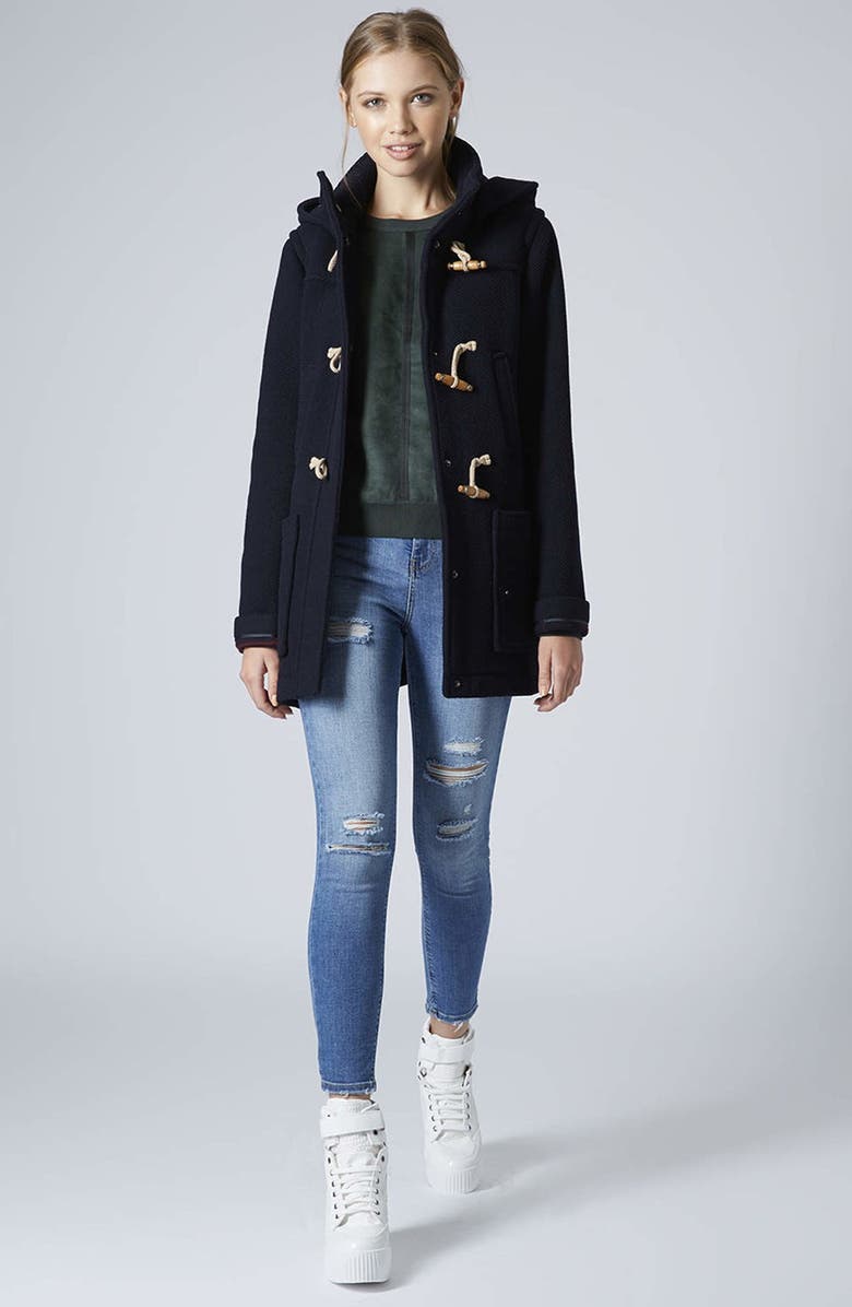 Topshop Hooded Duffle Coat, Alternate, color, 