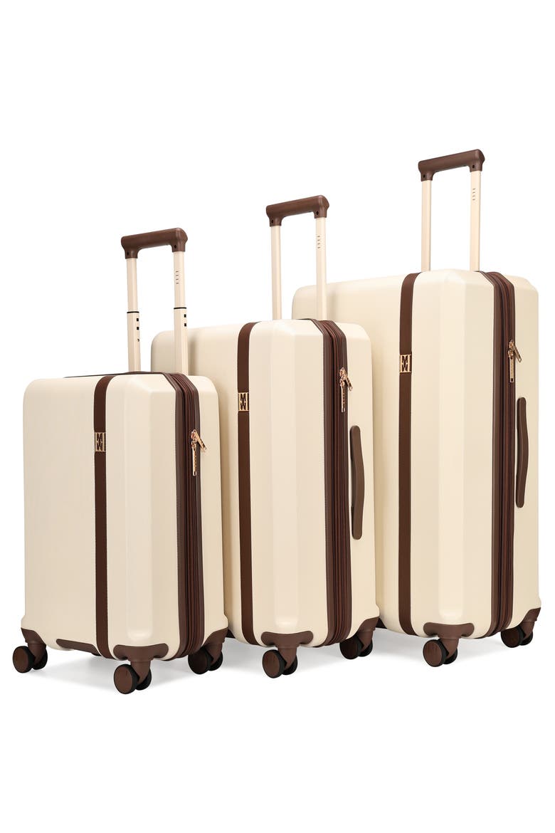 Luxe Journey 3 Piece Expandable Retro Spinner Luggage Set, Alternate, color, Champagne