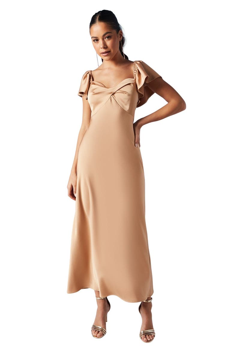 Angel Sleeve Bridesmaid Dress, Main, color, Biscuit
