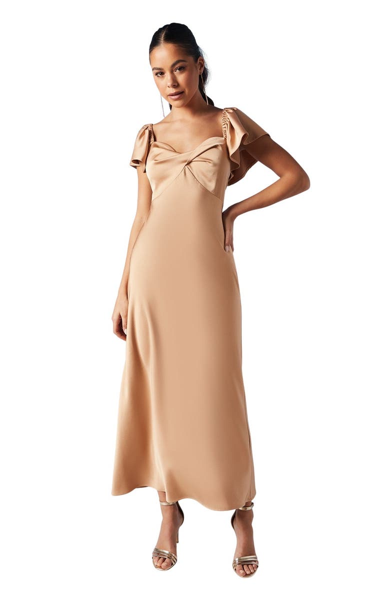 Oasis Angel Sleeve Bridesmaid Dress, Main, color, Biscuit