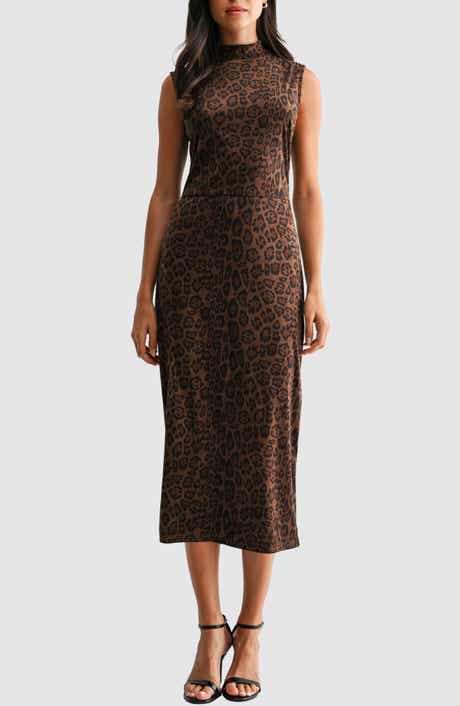 Mock Neck Sleeveless Midi Dress
