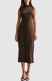 Mila Mae Mock Neck Sleeveless Midi Dress
