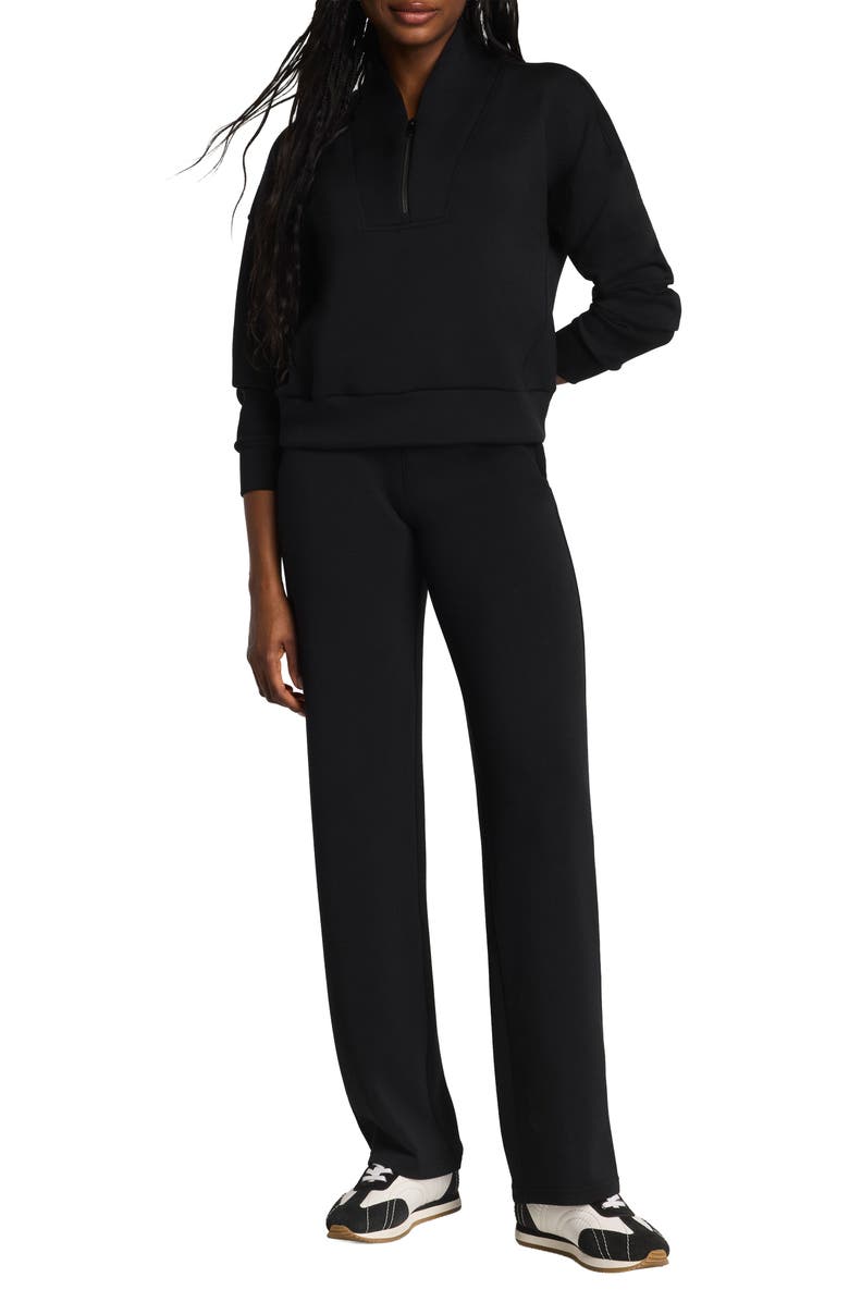 SPANX<sup>®</sup> AirEssentials Shawl Collar Quarter Zip Sweatshirt, Alternate, color, Very Black