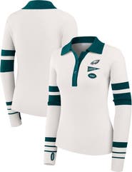 WEAR by Erin Andrews Women's WEAR by Erin Andrews White Philadelphia Eagles Ribbed Henley Polo Sweater