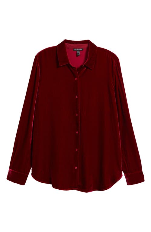 Eileen Fisher Velvet Button-up Shirt In Red