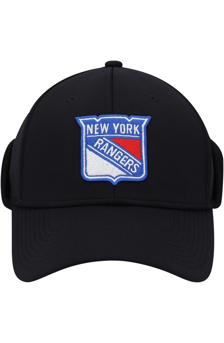adidas Men's adidas Black New York Rangers Earflap Flex Hat, Alternate, color, 