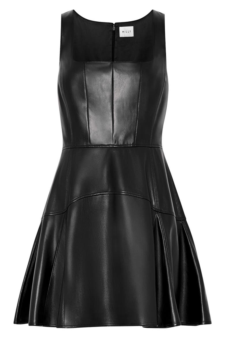 Faux Leather Minidress, Alternate, color, BLACK