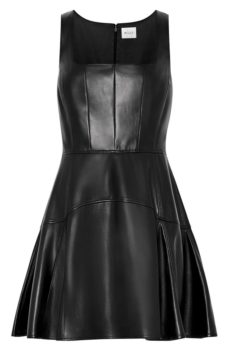 Milly Faux Leather Minidress, Alternate, color, Black