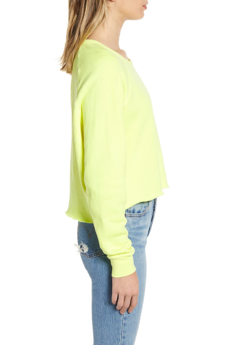 Raw Edge Sweatshirt, Alternate, color, NEON YELLOW