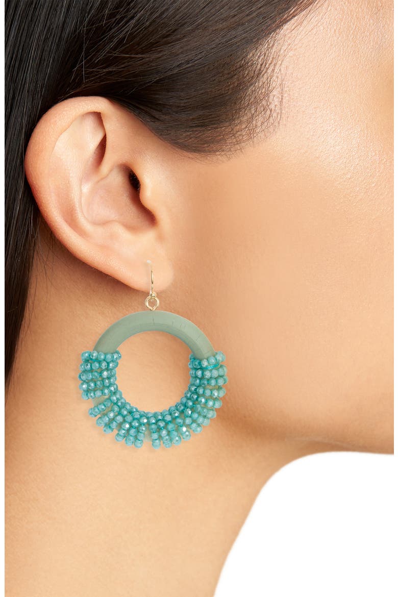 Beaded Circle Drop Earrings, Alternate, color, GOLD/ MINT