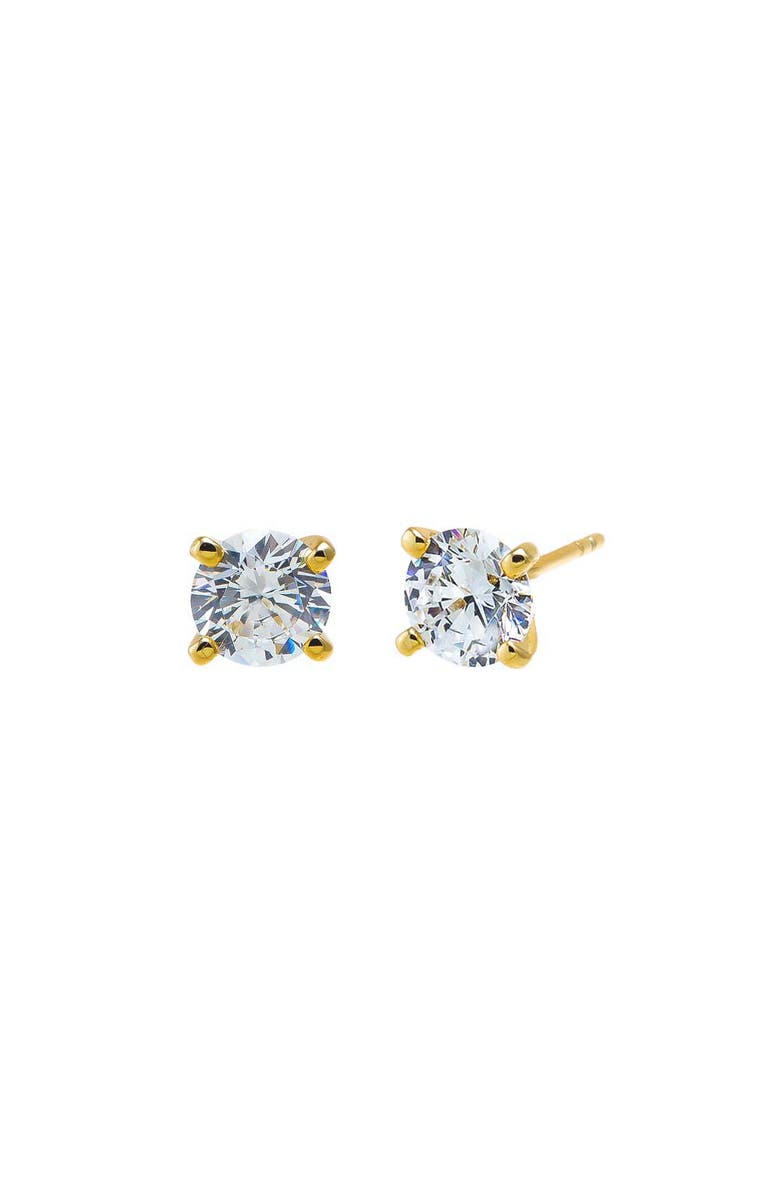 BY ADINA EDEN CZ Solitaire Four Prong Stud Earring, Main, color, Gold
